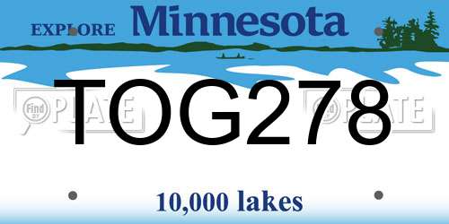 TOG278 Minnesota License Plate