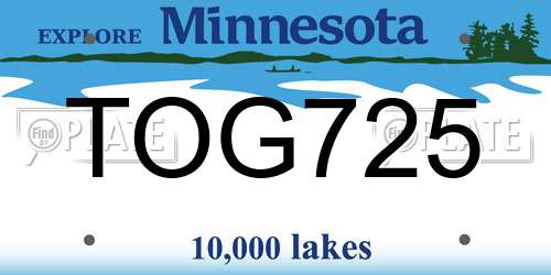 TOG725 Minnesota License Plate