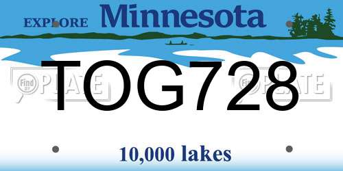 TOG728 Minnesota License Plate