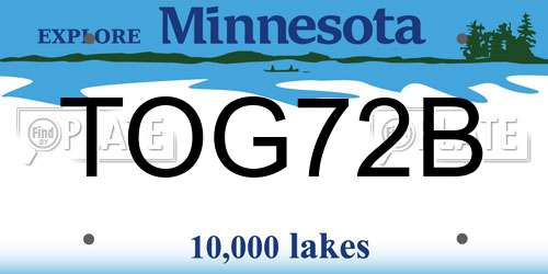 TOG72B Minnesota License Plate