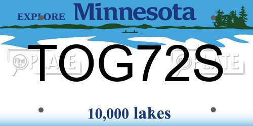 TOG72S Minnesota License Plate