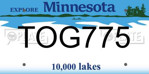 TOG775 Minnesota License Plate