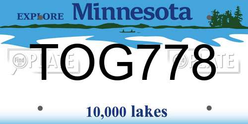 TOG778 Minnesota License Plate