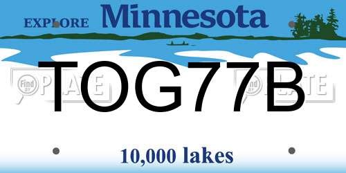 TOG77B Minnesota License Plate