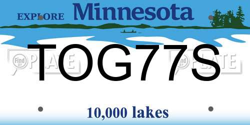 TOG77S Minnesota License Plate