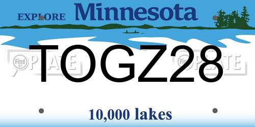 TOGZ28 Minnesota License Plate