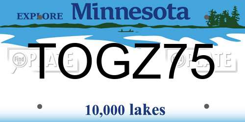 TOGZ75 Minnesota License Plate