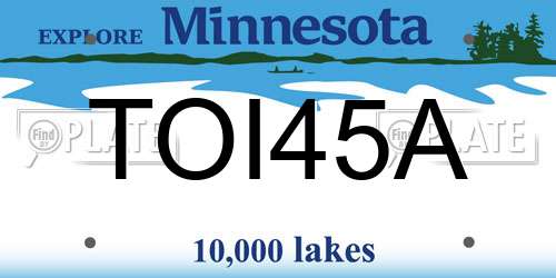 TOI45A Minnesota License Plate