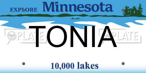 TONIA Minnesota License Plate