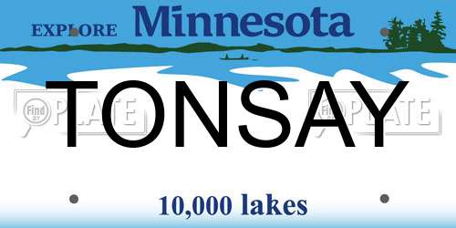 TONSAY Minnesota License Plate