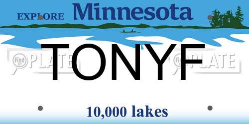 TONYF Minnesota License Plate