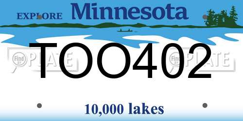 TOO402 Minnesota License Plate