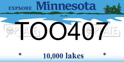 TOO407 Minnesota License Plate