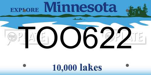 TOO622 Minnesota License Plate