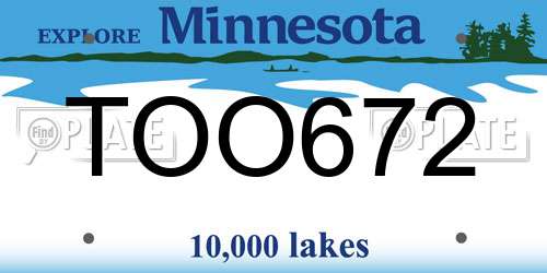TOO672 Minnesota License Plate