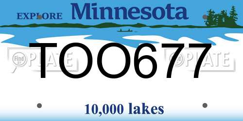 TOO677 Minnesota License Plate