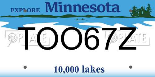 TOO67Z Minnesota License Plate