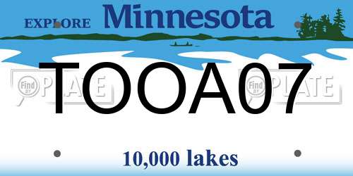 TOOA07 Minnesota License Plate