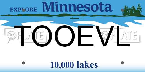 TOOEVL Minnesota License Plate