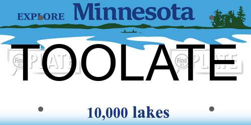 TOOLATE Minnesota License Plate