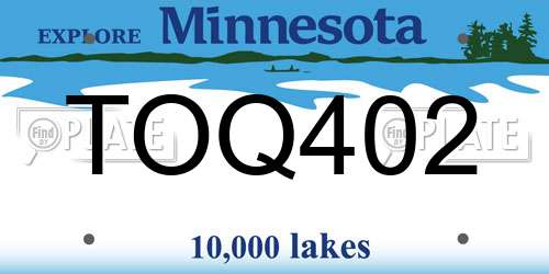 TOQ402 Minnesota License Plate