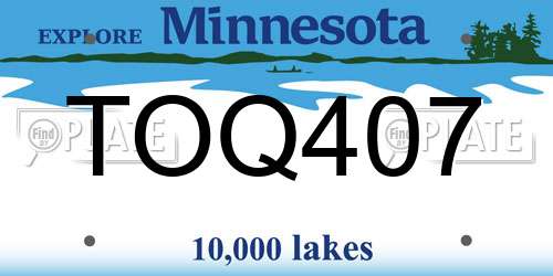 TOQ407 Minnesota License Plate