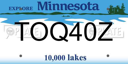 TOQ40Z Minnesota License Plate