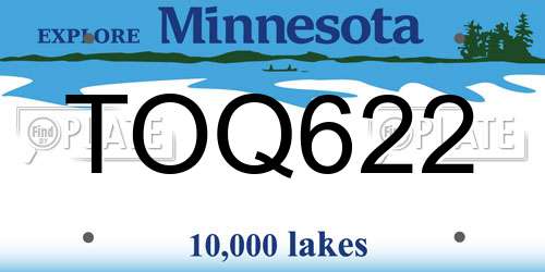 TOQ622 Minnesota License Plate