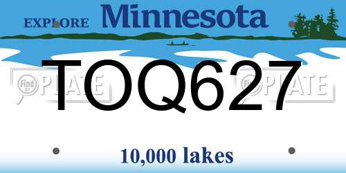 TOQ627 Minnesota License Plate