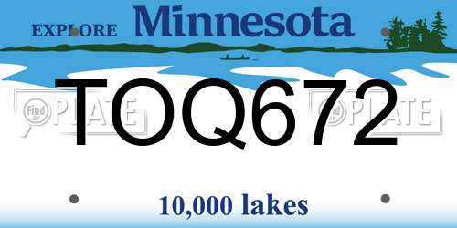 TOQ672 Minnesota License Plate