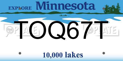 TOQ67T Minnesota License Plate