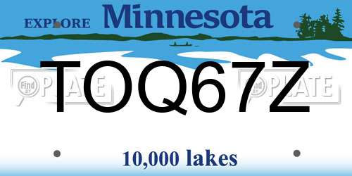 TOQ67Z Minnesota License Plate