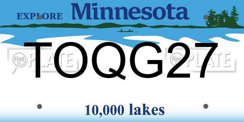 TOQG27 Minnesota License Plate