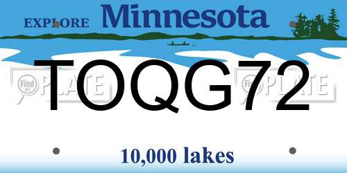 TOQG72 Minnesota License Plate