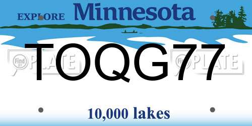 TOQG77 Minnesota License Plate