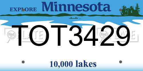 TOT3429 Minnesota License Plate