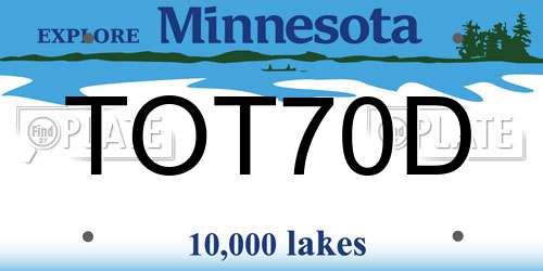TOT70D Minnesota License Plate