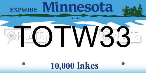 TOTW33 Minnesota License Plate