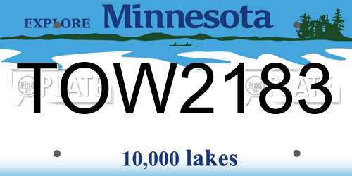 TOW2183 Minnesota License Plate