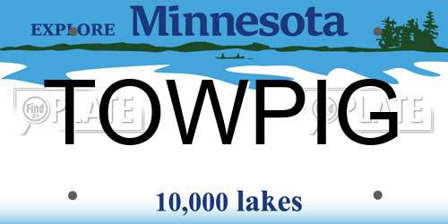 TOWPIG Minnesota License Plate
