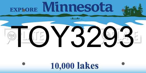 TOY3293 Minnesota License Plate