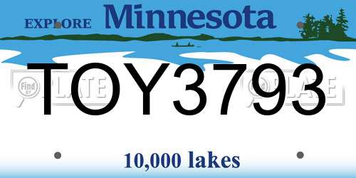 TOY3793 Minnesota License Plate