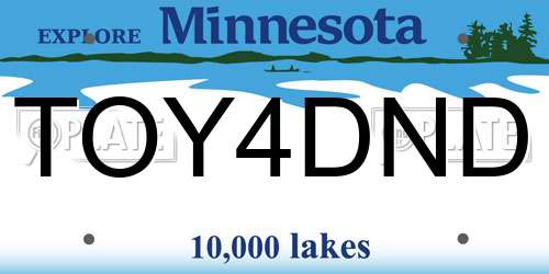 TOY4DND Minnesota License Plate