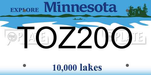TOZ20O Minnesota License Plate