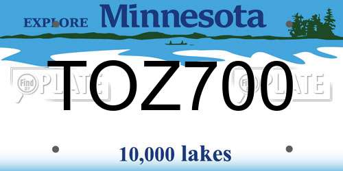 TOZ700 Minnesota License Plate