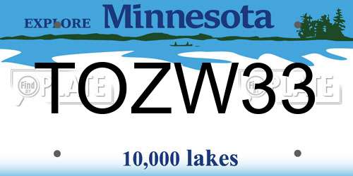 TOZW33 Minnesota License Plate