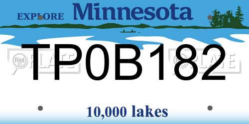 TP0B182 Minnesota License Plate