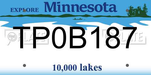 TP0B187 Minnesota License Plate