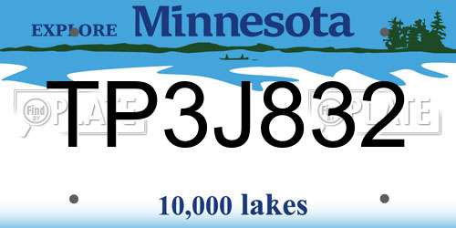 TP3J832 Minnesota License Plate
