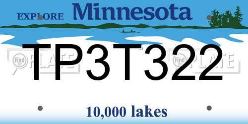 TP3T322 Minnesota License Plate